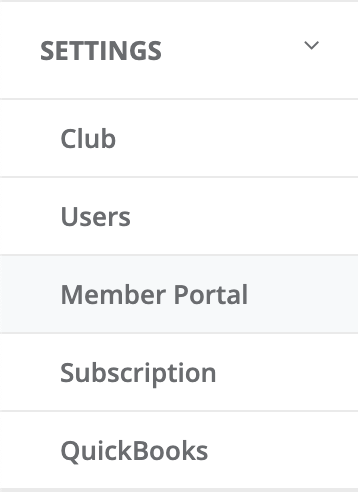 Settings Menu with Portal Selected